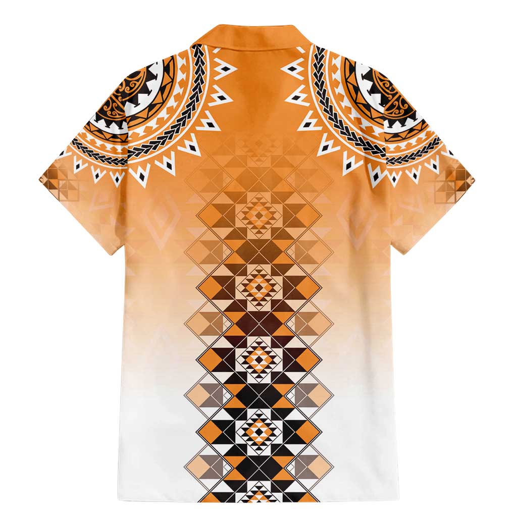 New Zealand Family Matching Mermaid Dress and Hawaiian Shirt Poutama Mix Orange Taniko Inspired Art LT05 - Polynesian Pride