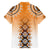 New Zealand Family Matching Off The Shoulder Long Sleeve Dress and Hawaiian Shirt Poutama Mix Orange Taniko Inspired Art LT05