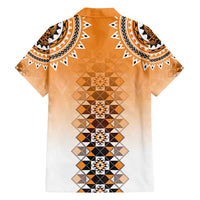 New Zealand Family Matching Puletasi and Hawaiian Shirt Poutama Mix Orange Taniko Inspired Art LT05