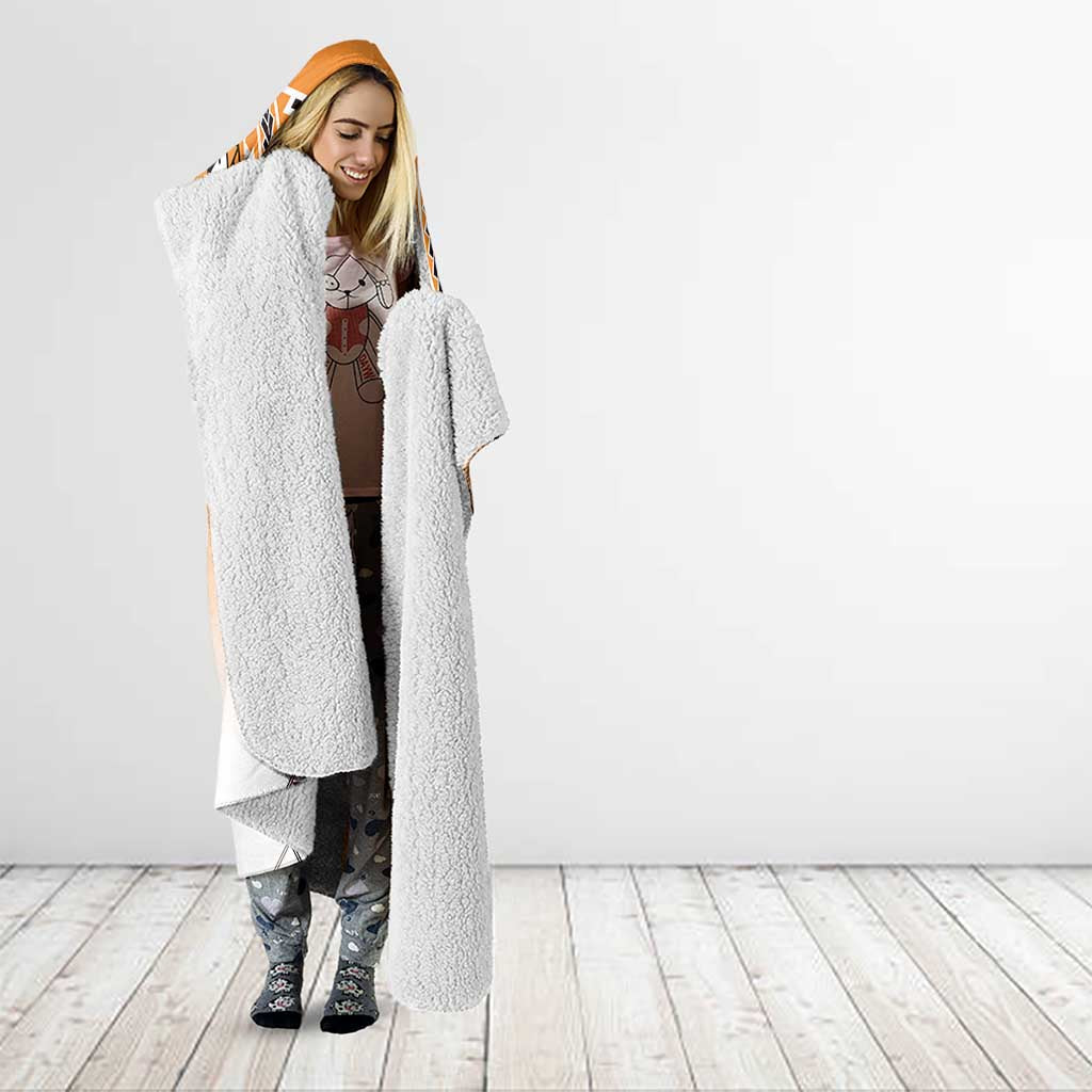 New Zealand Hooded Blanket Poutama Mix Orange Taniko Inspired Art LT05