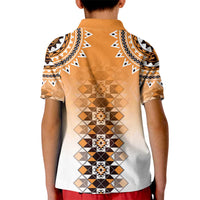 New Zealand Kid Polo Shirt Poutama Mix Orange Taniko Inspired Art LT05 - Polynesian Pride