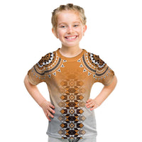 New Zealand Kid T Shirt Poutama Mix Orange Taniko Inspired Art LT05 Orange - Polynesian Pride