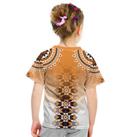 New Zealand Kid T Shirt Poutama Mix Orange Taniko Inspired Art LT05 - Polynesian Pride