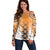New Zealand Off Shoulder Sweater Poutama Mix Orange Taniko Inspired Art LT05