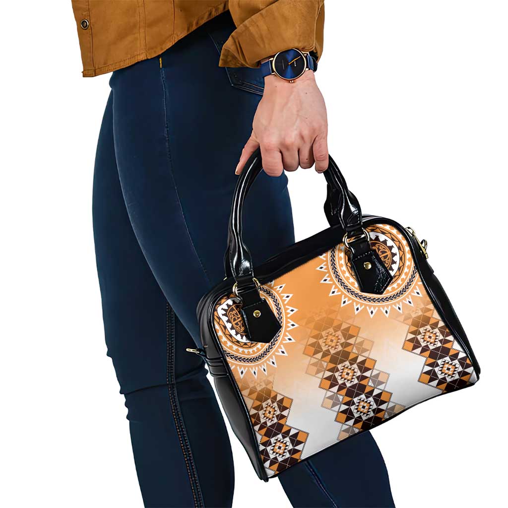 New Zealand Shoulder Handbag Poutama Mix Orange Taniko Inspired Art LT05