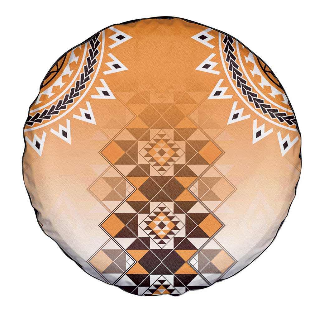New Zealand Spare Tire Cover Poutama Mix Orange Taniko Inspired Art LT05