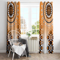 New Zealand Window Curtain Poutama Mix Orange Taniko Inspired Art LT05