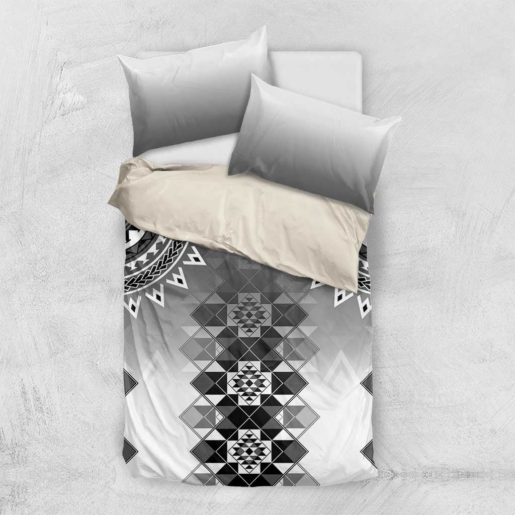 New Zealand Bedding Set Poutama Mix Gray Taniko Inspired Art LT05