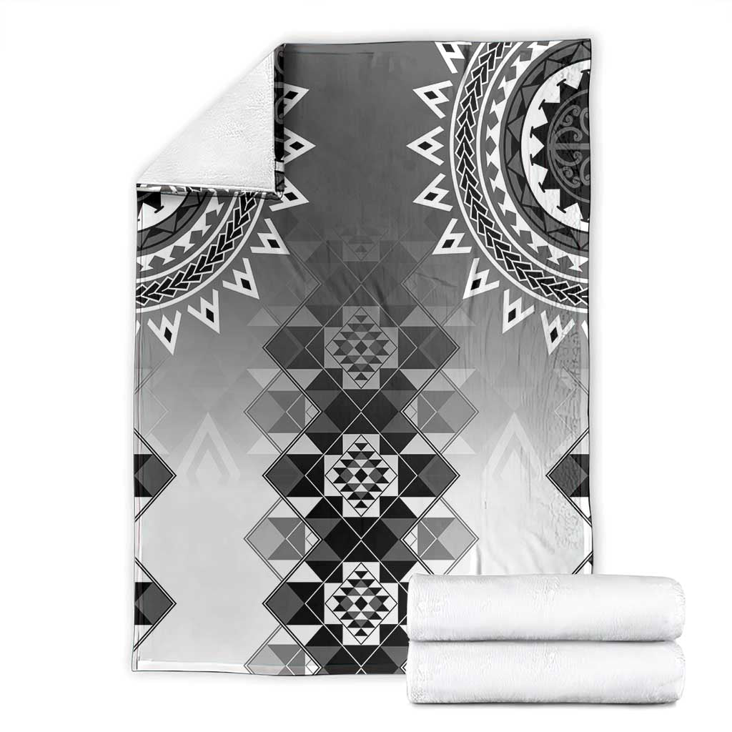 New Zealand Blanket Poutama Mix Gray Taniko Inspired Art LT05