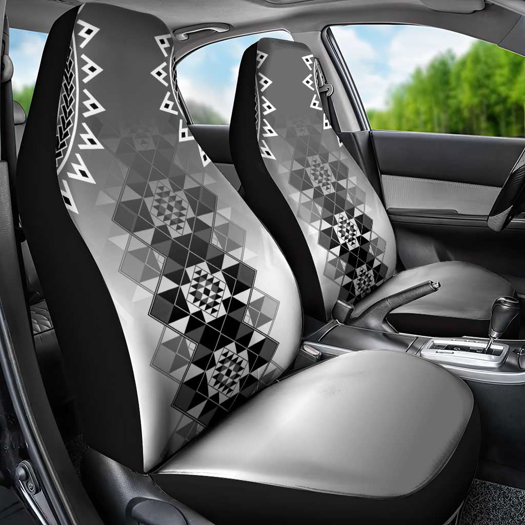 New Zealand Car Seat Cover Poutama Mix Gray Taniko Inspired Art LT05
