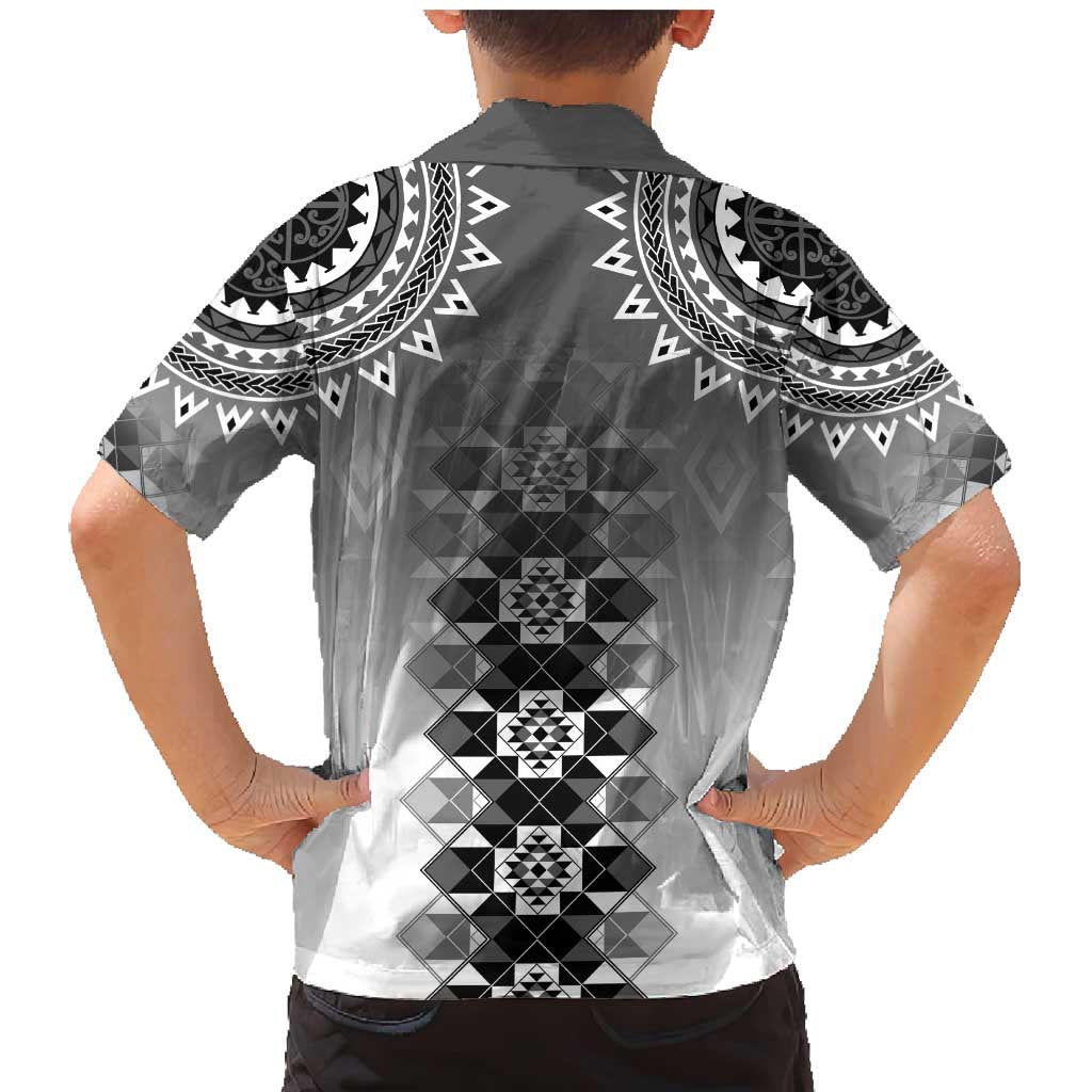 New Zealand Family Matching Mermaid Dress and Hawaiian Shirt Poutama Mix Gray Taniko Inspired Art LT05 - Polynesian Pride