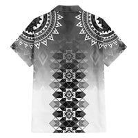 New Zealand Family Matching Off The Shoulder Long Sleeve Dress and Hawaiian Shirt Poutama Mix Gray Taniko Inspired Art LT05