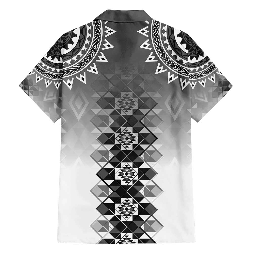 New Zealand Family Matching Tank Maxi Dress and Hawaiian Shirt Poutama Mix Gray Taniko Inspired Art LT05 - Polynesian Pride