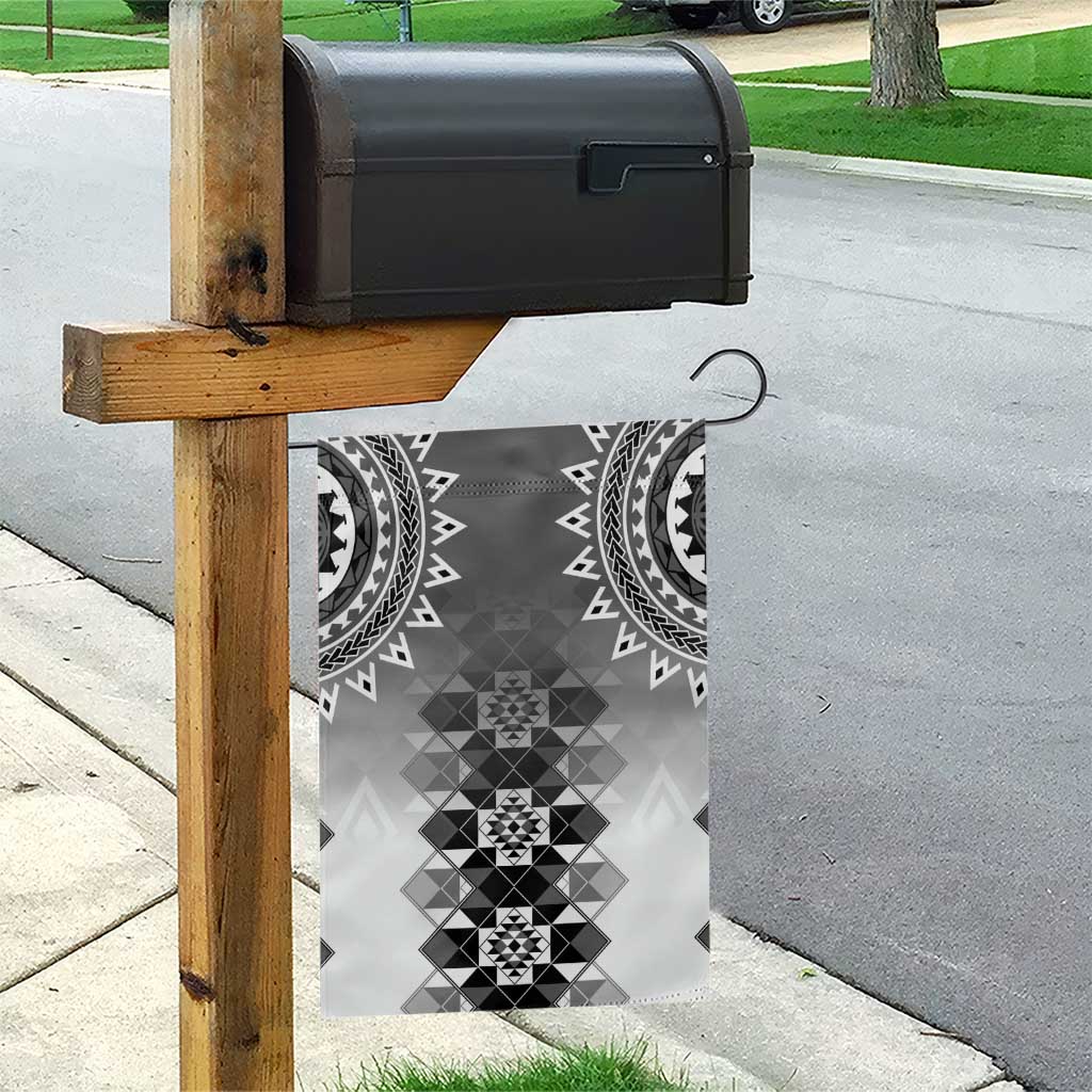 New Zealand Garden Flag Poutama Mix Gray Taniko Inspired Art LT05