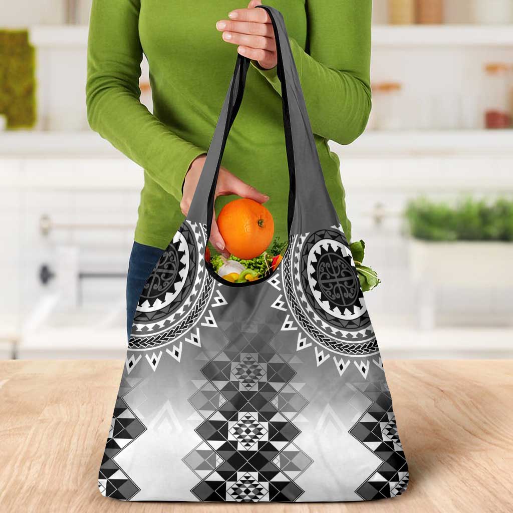 New Zealand Grocery Bag Poutama Mix Gray Taniko Inspired Art