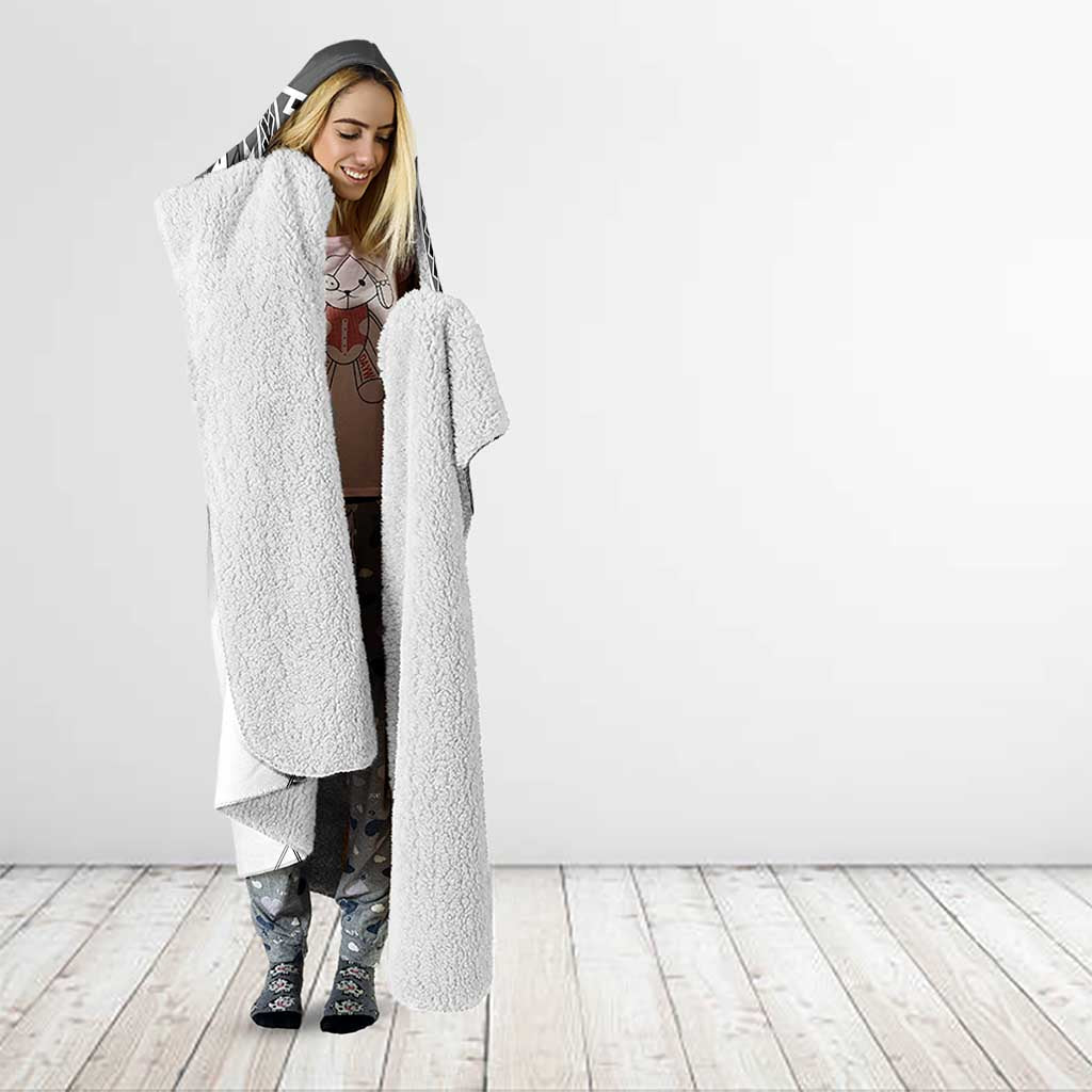 New Zealand Hooded Blanket Poutama Mix Gray Taniko Inspired Art LT05