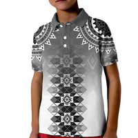 New Zealand Kid Polo Shirt Poutama Mix Gray Taniko Inspired Art LT05 Kid Gray - Polynesian Pride