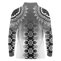 New Zealand Long Sleeve Polo Shirt Poutama Mix Gray Taniko Inspired Art LT05 - Polynesian Pride