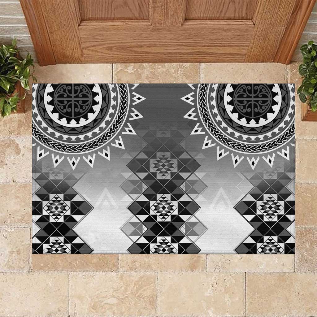 New Zealand Rubber Doormat Poutama Mix Gray Taniko Inspired Art LT05
