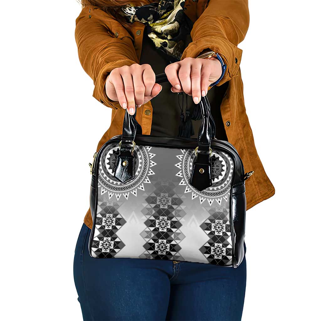 New Zealand Shoulder Handbag Poutama Mix Gray Taniko Inspired Art LT05