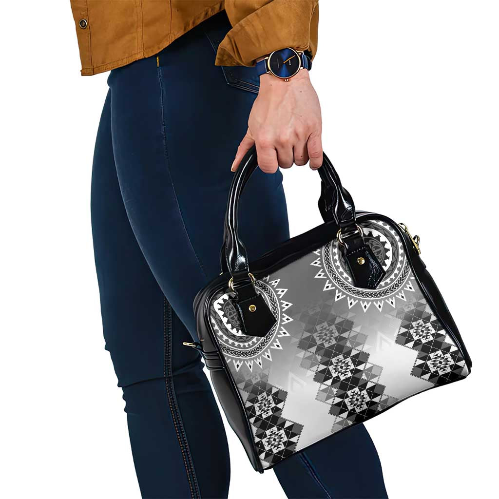 New Zealand Shoulder Handbag Poutama Mix Gray Taniko Inspired Art LT05