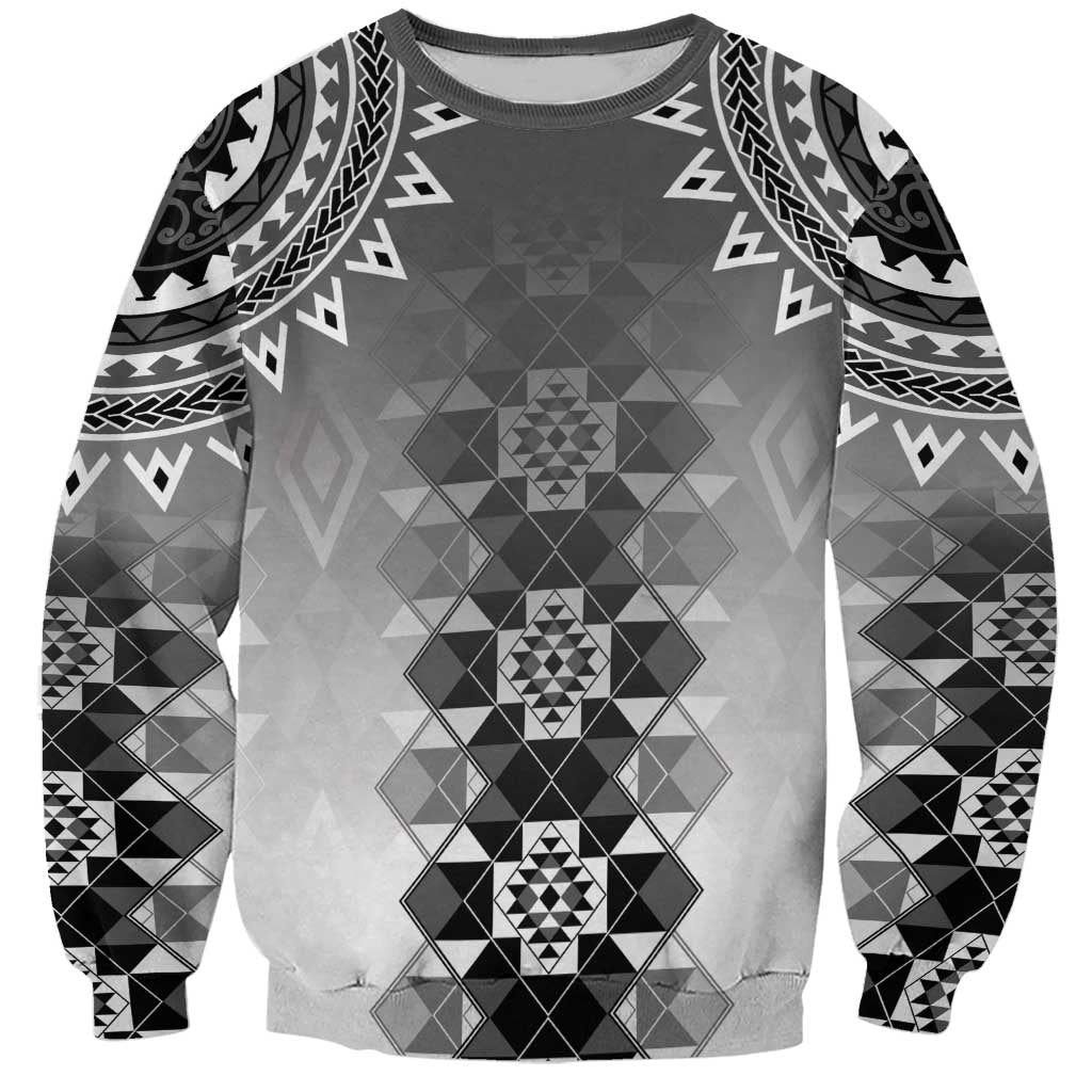 New Zealand Sweatshirt Poutama Mix Gray Taniko Inspired Art LT05 Unisex Gray - Polynesian Pride