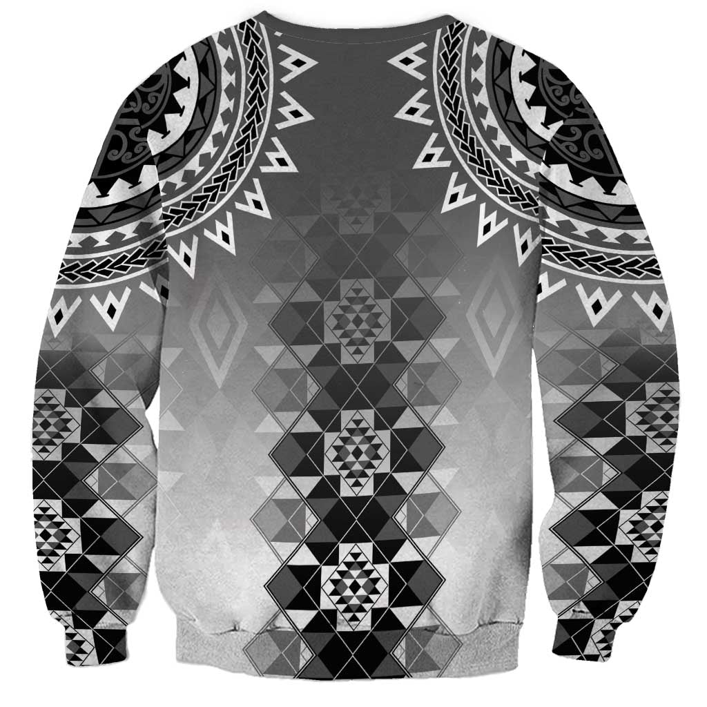 New Zealand Sweatshirt Poutama Mix Gray Taniko Inspired Art LT05 - Polynesian Pride