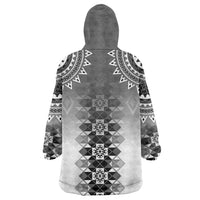 New Zealand Wearable Blanket Hoodie Poutama Mix Gray Taniko Inspired Art LT05