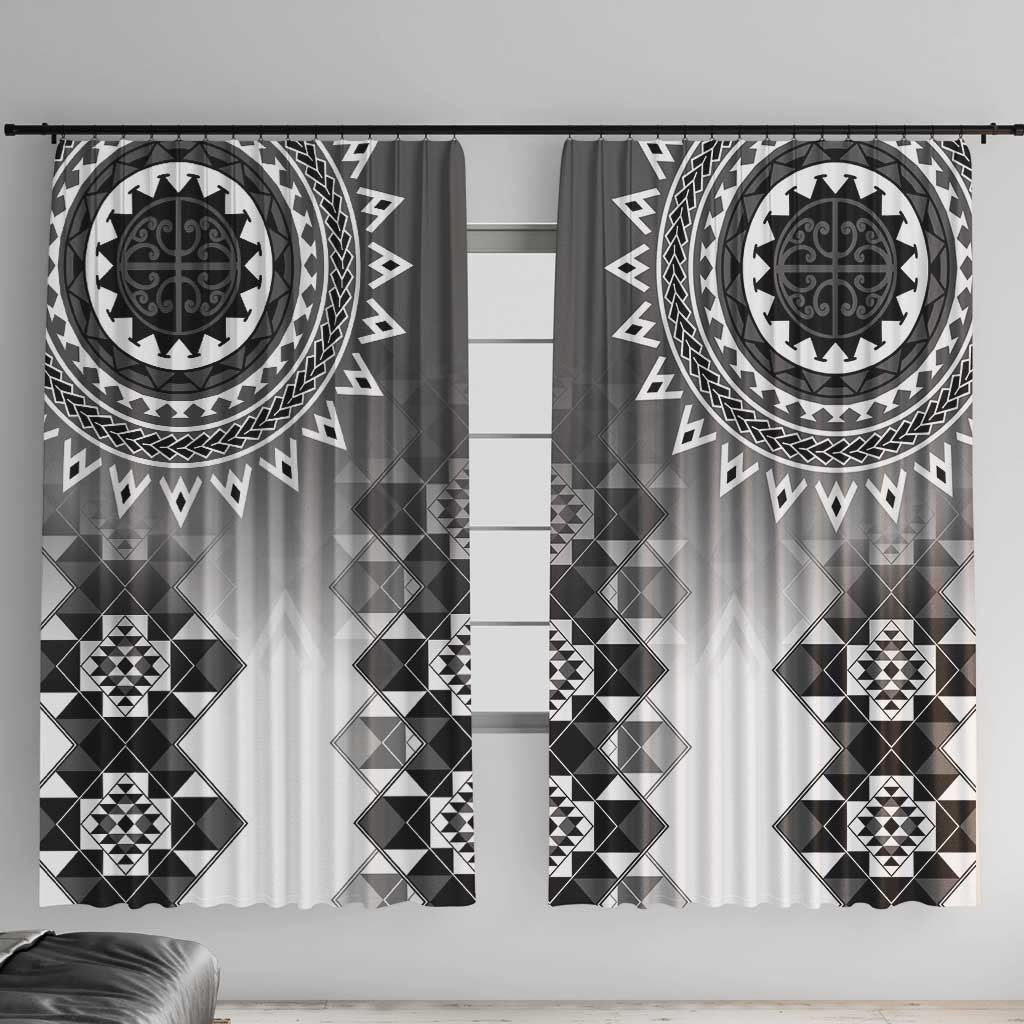New Zealand Window Curtain Poutama Mix Gray Taniko Inspired Art LT05