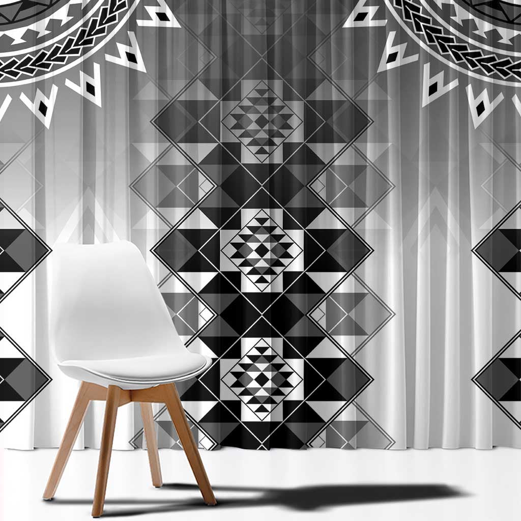 New Zealand Window Curtain Poutama Mix Gray Taniko Inspired Art LT05