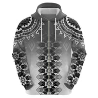 New Zealand Zip Hoodie Poutama Mix Gray Taniko Inspired Art LT05