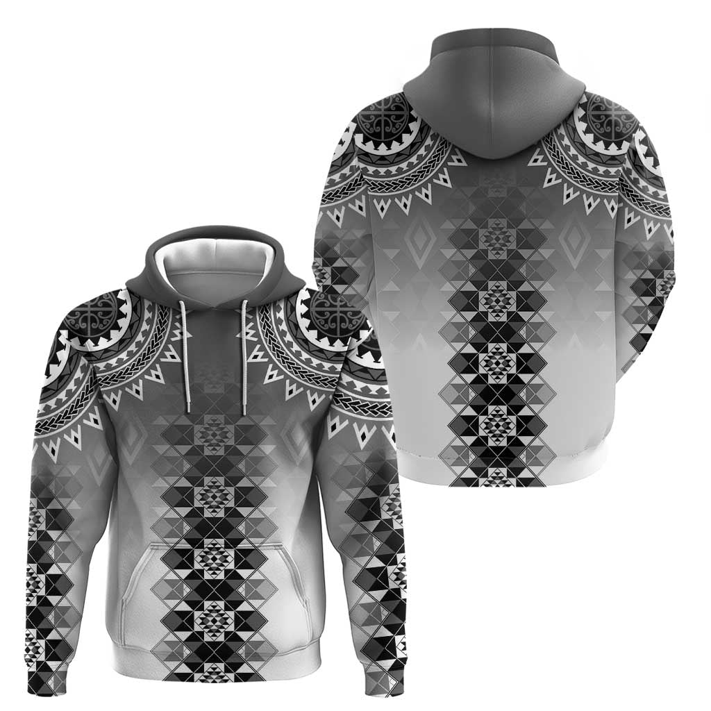 New Zealand Zip Hoodie Poutama Mix Gray Taniko Inspired Art LT05