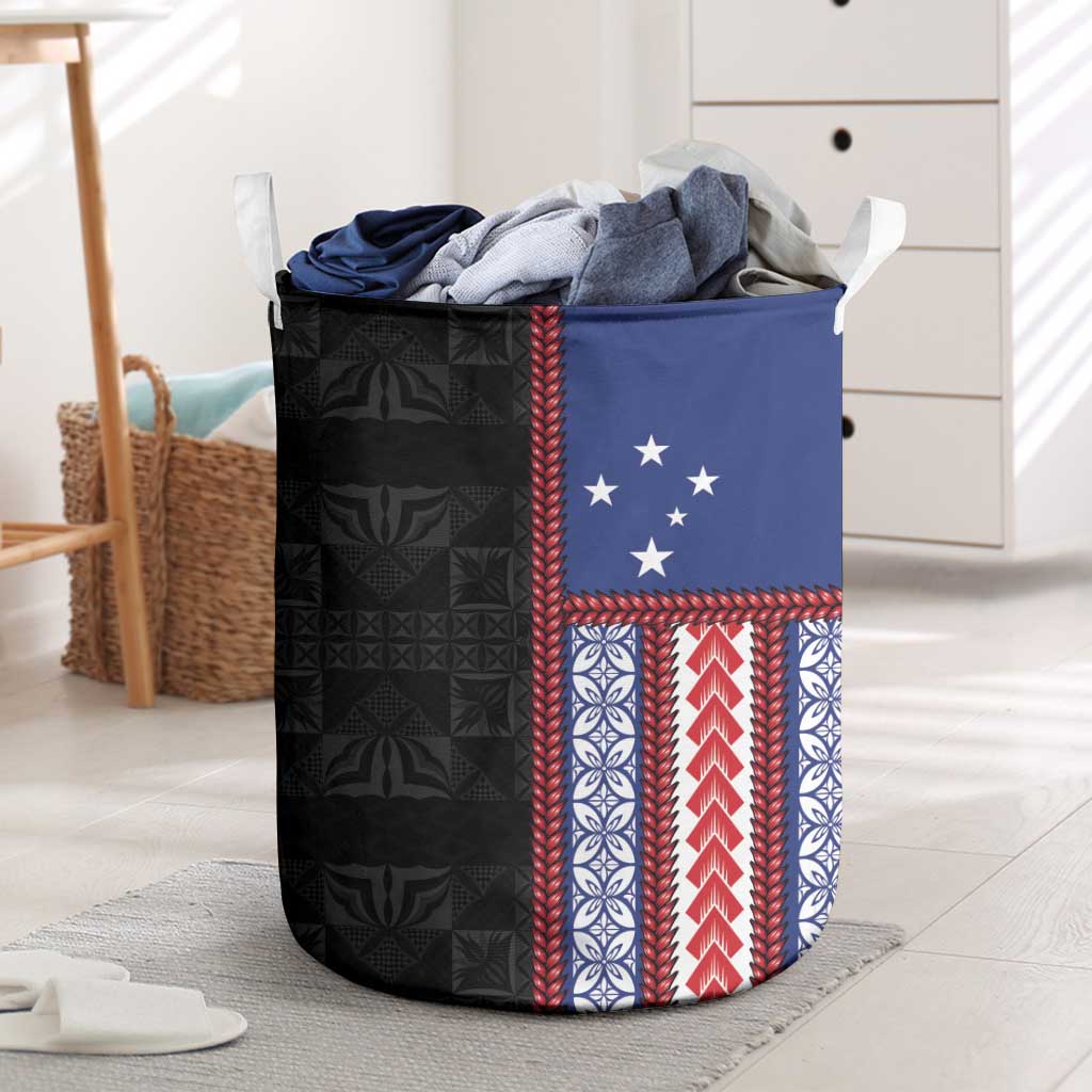 Samoa Flag Laundry Basket Ula Fala With Samoan Siapo - Polynesian Pride