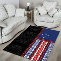 Samoa Flag Area Rug Ula Fala With Samoan Siapo LT05 - Polynesian Pride