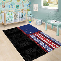 Samoa Flag Area Rug Ula Fala With Samoan Siapo LT05 - Polynesian Pride