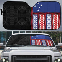 Samoa Flag Auto Sun Shade Ula Fala With Samoan Siapo LT05 Black - Polynesian Pride