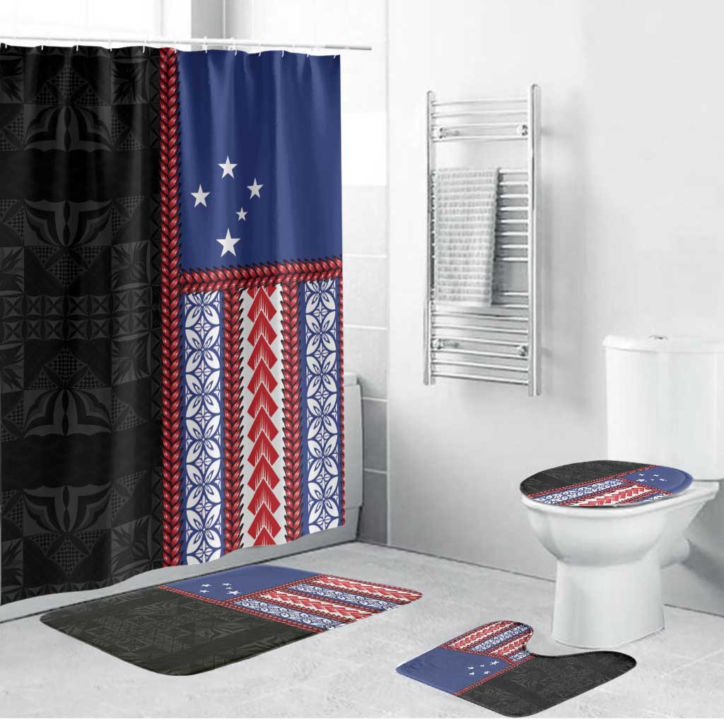 Samoa Flag Bathroom Set Ula Fala With Samoan Siapo - Polynesian Pride
