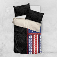 Samoa Flag Bedding Set Ula Fala With Samoan Siapo LT05 US Twin 172cm x 218cm Black - Polynesian Pride