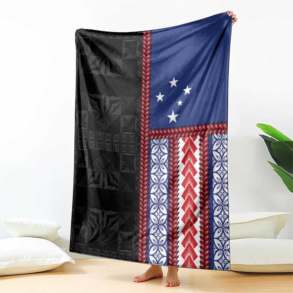 Samoa Flag Blanket Ula Fala With Samoan Siapo LT05 - Polynesian Pride