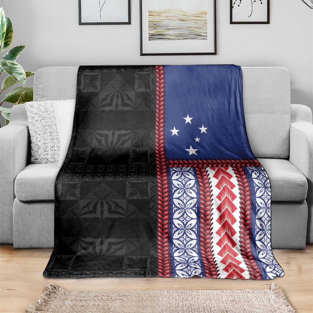 Samoa Flag Blanket Ula Fala With Samoan Siapo LT05 - Polynesian Pride