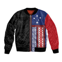 Samoa Flag Bomber Jacket Ula Fala With Samoan Siapo LT05 Unisex Black - Polynesian Pride