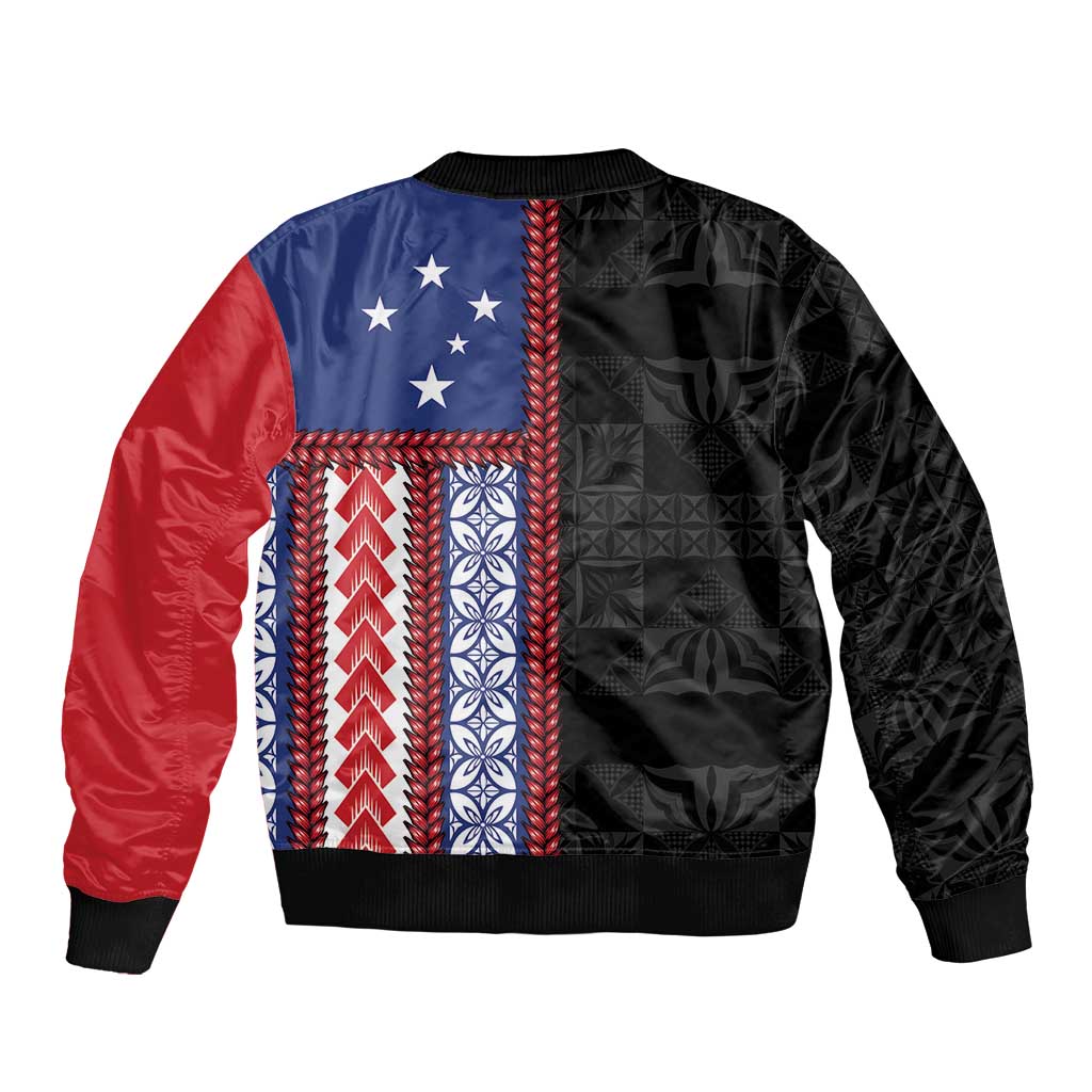 Samoa Flag Bomber Jacket Ula Fala With Samoan Siapo LT05 - Polynesian Pride
