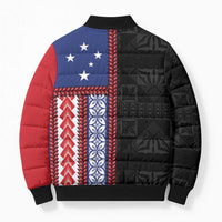 Samoa Flag Bomber Puffer Jacket Ula Fala With Samoan Siapo - Polynesian Pride