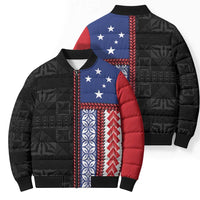 Samoa Flag Bomber Puffer Jacket Ula Fala With Samoan Siapo - Polynesian Pride