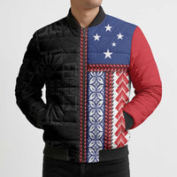 Samoa Flag Bomber Puffer Jacket Ula Fala With Samoan Siapo - Polynesian Pride