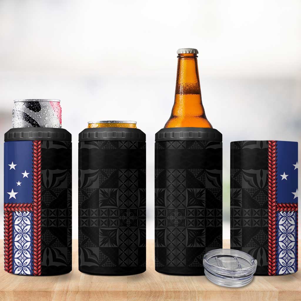 Samoa Flag 4 in 1 Can Cooler Tumbler Ula Fala With Samoan Siapo - Polynesian Pride