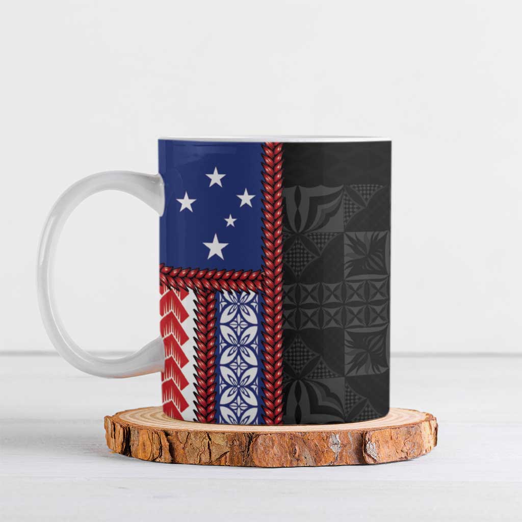 Samoa Flag Ceramic Mug Ula Fala With Samoan Siapo - Polynesian Pride