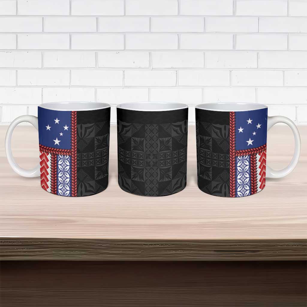 Samoa Flag Ceramic Mug Ula Fala With Samoan Siapo - Polynesian Pride