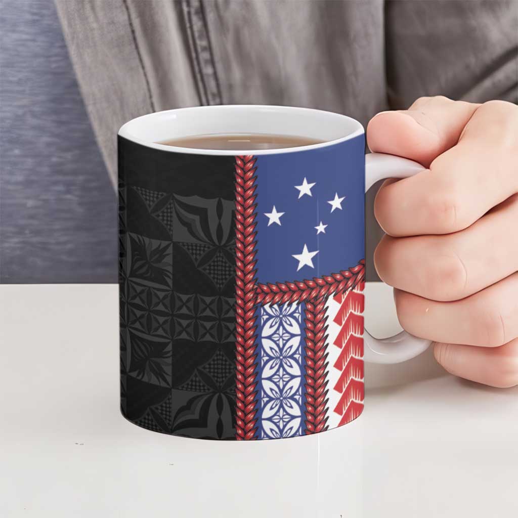 Samoa Flag Ceramic Mug Ula Fala With Samoan Siapo - Polynesian Pride
