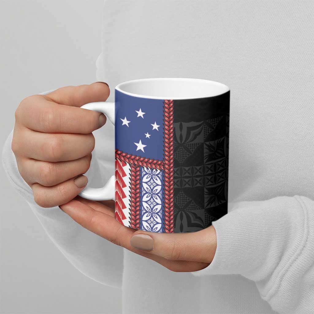 Samoa Flag Ceramic Mug Ula Fala With Samoan Siapo - Polynesian Pride